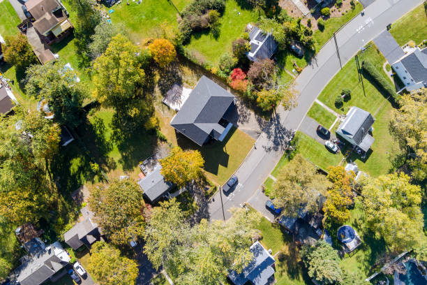 Houses with rooftop views in small American town community in U.S. state of New Jersey. For residential locksmith NJ Jersey strong the most trusted